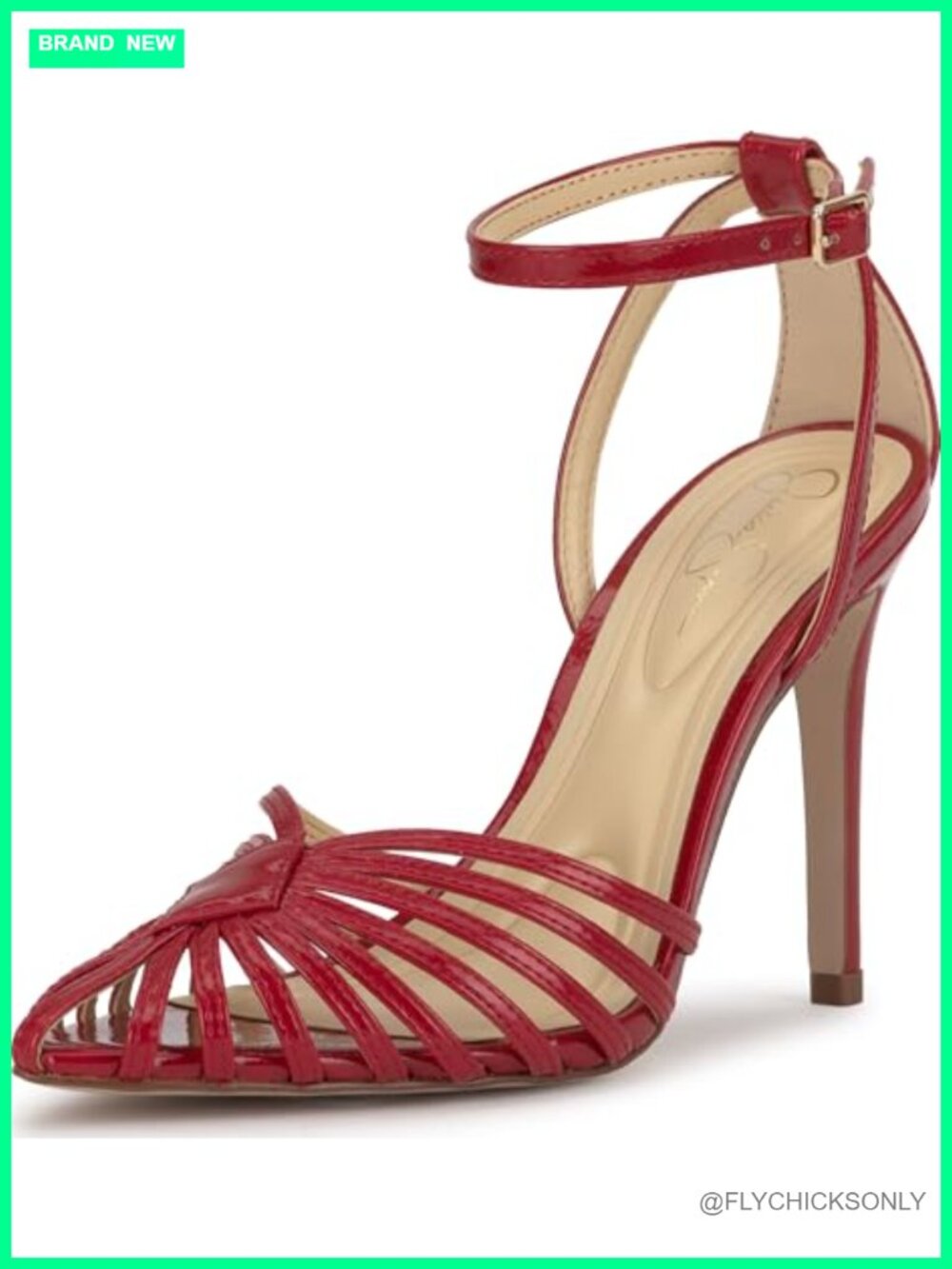 Jessica Simpson Paveri Faux Leather Stiletto Pump Ankle Strap